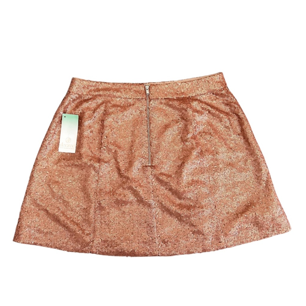 Decree Womens Bronze Sequins Skater A Line Mini Skirt Lined Size M NWT - Picture 2 of 5